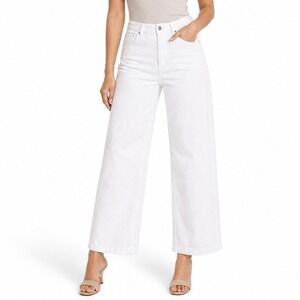 Roswear Jeans Women M White Wide Leg High Rise Stretch Denim Casual Trousers